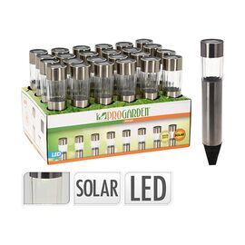 Felinar pe baterie solara "Cilindru", H33 cm, D4.5 cm, inox