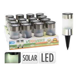 Felinar pe baterie solara "Cilindru", H24 cm, D6 cm, inox