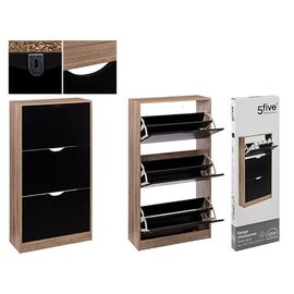Комод для обуви Five, 3 ящика, 60X23X119 см, Черный+натуральный