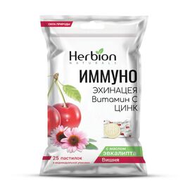 Lăcărci HERBION IMUNO, Cu echinaceea, Vitamina C, Zinc, Cu ulei de eucalipt, Visina