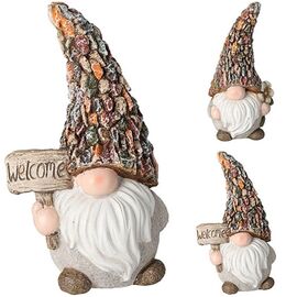 Figurina de gradina Pitic cu floare si inscriptie, H23 cm