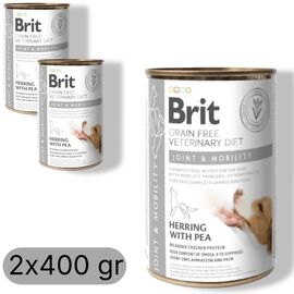 Set hrană umedă BRIT GF VD Mobility, Pentru câini, Cu hering și mazăre, 400 gr, 2 buc
