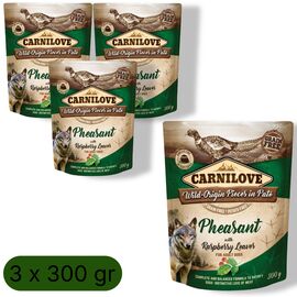 Set de hrană umedă CARNILOVE, Pentru câini, Cu fazan și zmeură, 300 g, 3 buc