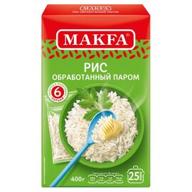 Orez slefuit MAKFA cu bob lung, prelucrat cu aburi, 400 g