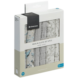 Муслиновые салфетки KIKKABOO Dreamy Fields Grey, 30х30 см, 6 шт.
