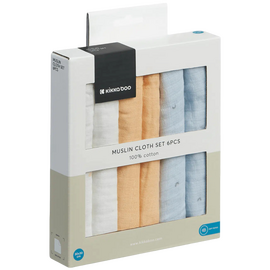 Batiste din muselina KIKKABOO Stripy Friends, 30x30 cm, 6 buc.
