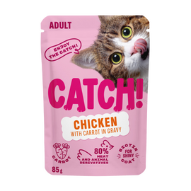 Влажный корм CATCH!, для взрослых кошек, с курицей и морковью, в соусе, 85 г