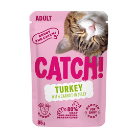 Влажный корм CATCH!, для взрослых кошек, с индейкой и морковью, в желе, 85 г