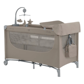 Pătuț pliabil KIKKABOO Nighty Night Beige 2026, 2 niveluri, bej