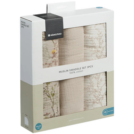 Пеленки KIKKABOO Secret Garden Beige, муслиновые, 100х100 см, 3 шт