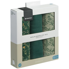 Пеленки KIKKABOO Secret Garden Green, муслиновые, 100х100 см, 3 шт.