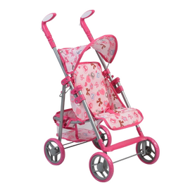 Cărucior pentru păpuși MONI Flower Garden Pink, roz