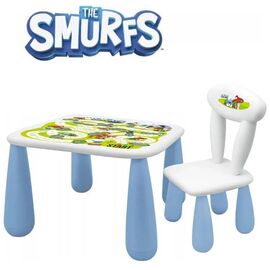 Masa si scaun pentru copii MALTEX Luna The Smurfs White Blue