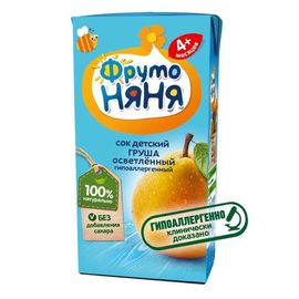 Сок ФРУТОНЯНЯ, груша, гипоаллергенный, от 4 месяцев, 200 мл