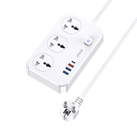 Удлинитель JOKADE универсальный JB058, 3 розетки + USB-C 3 А, 1,5 м, белый