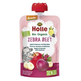 Пюре HOLLE Zebra Bee яблоко, банан, свекла, 6 мес+, 100г