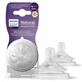 Tetina AVENT Natural Response, din silicon, 0+ luni, 2 buc