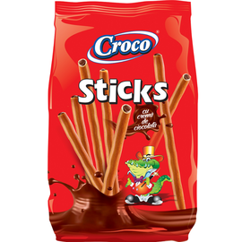 Sticks CROCO cu crema de ciocolata, 80 g
