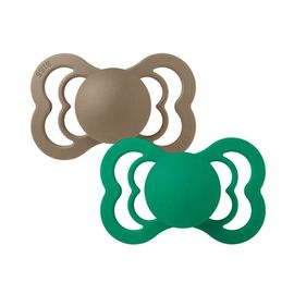 Suzeta simetrica BIBS Supreme Dark Oak/Evergreen, silicon, 0-6 luni, 2 buc