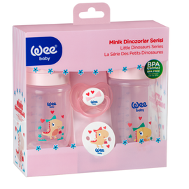 Set biberone WEEBABY, de 250 ml si 125 ml + suzeta, roz