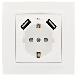 Розетка USB+ Розетка с заземлением EL-BI ZENA 500-010200-317 и защитой от детей, белая, 1/10/100