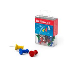 Set pioneze ERICHKRAUSE, colorate, cutie din plastic, 100 buc