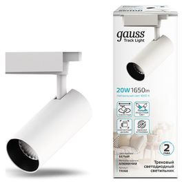 Светильник GAUSS TR068 LED Tracklight 20W, 4000K, 1650lm, IP20, 65x210 мм, белый, 1, 40