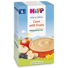 Terci de lapte de porumb organic HIPP, cu fructe, de la 6 luni, 250 g