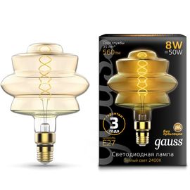 Лампочка GAUSS Filament VINTAGE BD180 Flexible LED 8W, E27, 2400K, 560lm, IP20, 180x250 мм, 1, 6