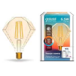 Лампочка LED GAUSS SH Filament Diamond, 6.5W, E27, 2000-5500K, 720lm, Dimm, IP20, 1, 10, 40