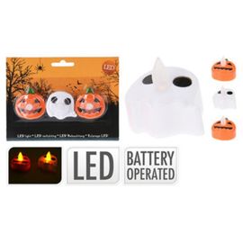 Set lumanari LED Halloween, Dovleac fantoma, 3buc