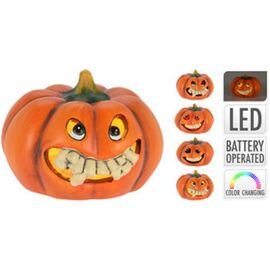Decoratiune Halloween, Dovleac, LED, ceramica, 12x12cm