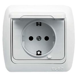 Розетка EL-BI TUNA 502-010200-218 с крышкой, белый, 1/10/60