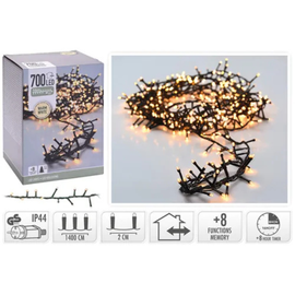 Огни новогодние "Ветка" 700 LED. тепл-белый, 14 м, 8 режимов+таймер, in/out