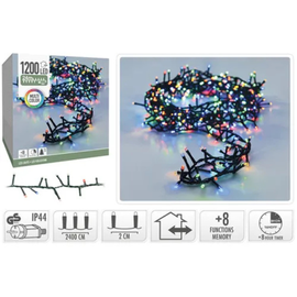 Огни новогодние "Ветка" 1200 LED, разноцветные, 8 режимов+таймер, 24 м