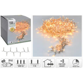 Огни новогодние "Ветка" 1500 LED, экстра тепл-бел, 8 режимов+таймер, 30 м