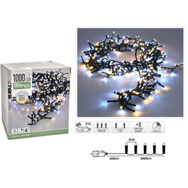 Огни новогод "Нить" 1000 LED, тепло-бел/белый, 8 режимов, 20 м