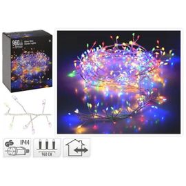 Огни новогодние "Густые" 960 micro LED разноцветные, 9.6 м, прозрачный кабель