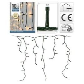 Огни новогодние "Сосульки" 180LED теплый-белый, 6 х 0.5 м, зеленый кабель