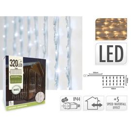 Огни новогодние "Водопад" 320LED белый, 8 струй, 1 х 2 м, 5 режимов