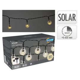 Огни новогодние "Шар" 30LED 4.5 м, на солнечной батарее с зарядной панелью, тепло-белый