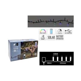 Luminite de Craciun "Fir" 480 LED, cu panou solar, telecomanda, 8 regimuri, timer,  21.6m