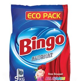 Сухой стиральный порошок BINGO All Colors Rose, для цветного белья, автоматическая стирка, 9 кг