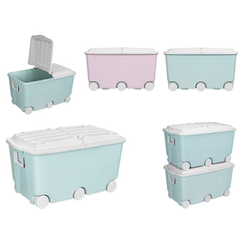 Container pentru jucarii Plastishka, pe roti, 2 culori, 66.5l, 68.5x39.5x38.5 cm