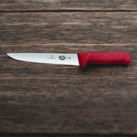 Нож VICTORINOX Fibrox, sticking, 18cm, strainght, red, 5.5501.18