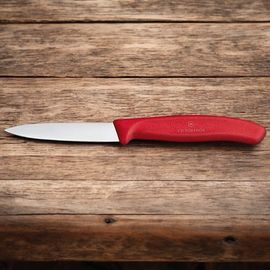 Нож VICTORINOX Swiss Classic, paring, 8cm, straight, pointer tip, red, 6.7601