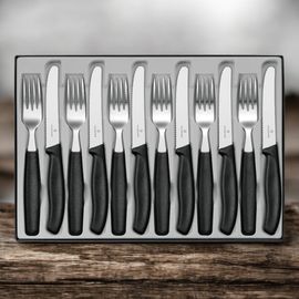 Набор столовый VICTORINOX Swiss Classic, table set, 12pcs, wavy, black, 6.7833.12