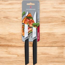 Set de cutite VICTORINOX Swiss Modern, steak, 2pcs, 12cm, wavy, black, blister, 6.9003.12WB