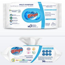 Универсальные чистящие влажные салфетки BINGO White Soap, 96 шт
