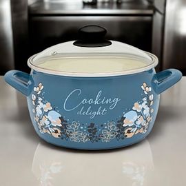 Кастрюля эмалированная METALAC Blue, стеклянная крышка, 24 cм, 7.5 л